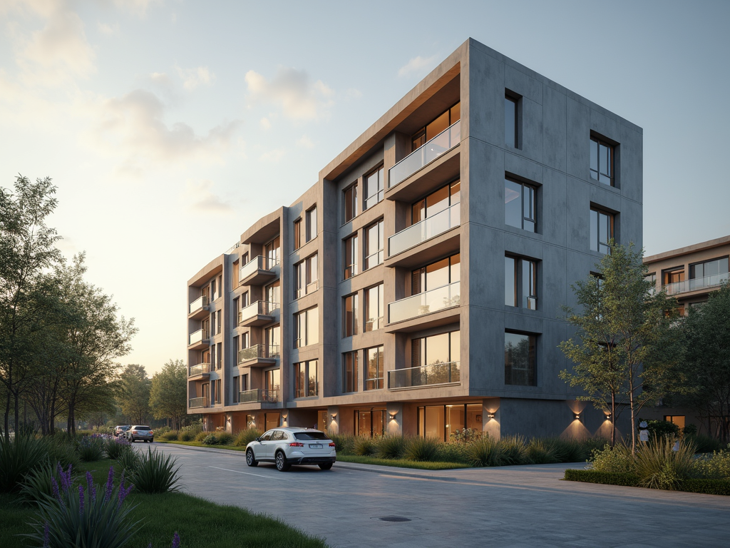 A modern luxury multi-family apartment complex with sleek architecture and green landscaping.