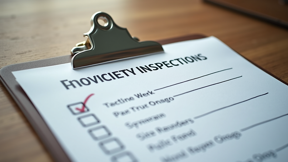Close-up view of a property inspection checklist on a clipboard