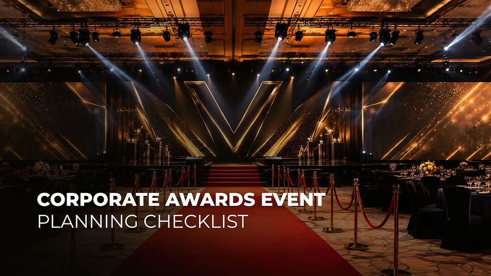 Use this corporate awards event planning checklist to organize your award function from objectives and budgeting to venue, awards, production, guest management, entertainment, MICE integration and post-event follow-up.