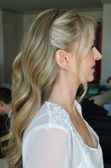 half-up hairstyle on blonde hair