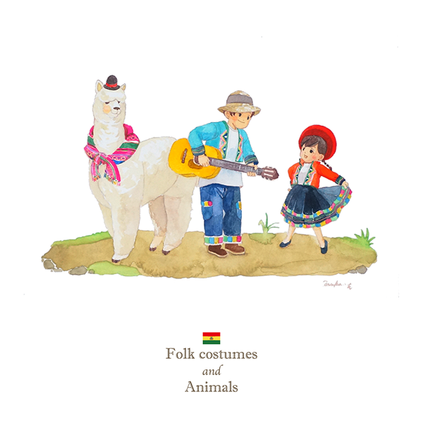 アルパカとボリビアのイラスト