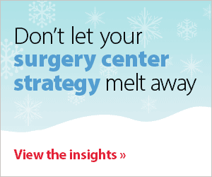 Cardinal Health digial ad with a snowy landscape that reads "Don't let your surgery center strategy melt away. View the insights."