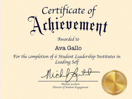 Student Leadership Institute Certificate in Leading Self