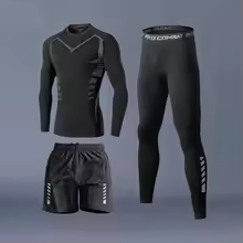 Thumbnail: Men's Quick-Dry Ice Silk Gym Set Fitness Running T-Shirt & Shorts Sportswear