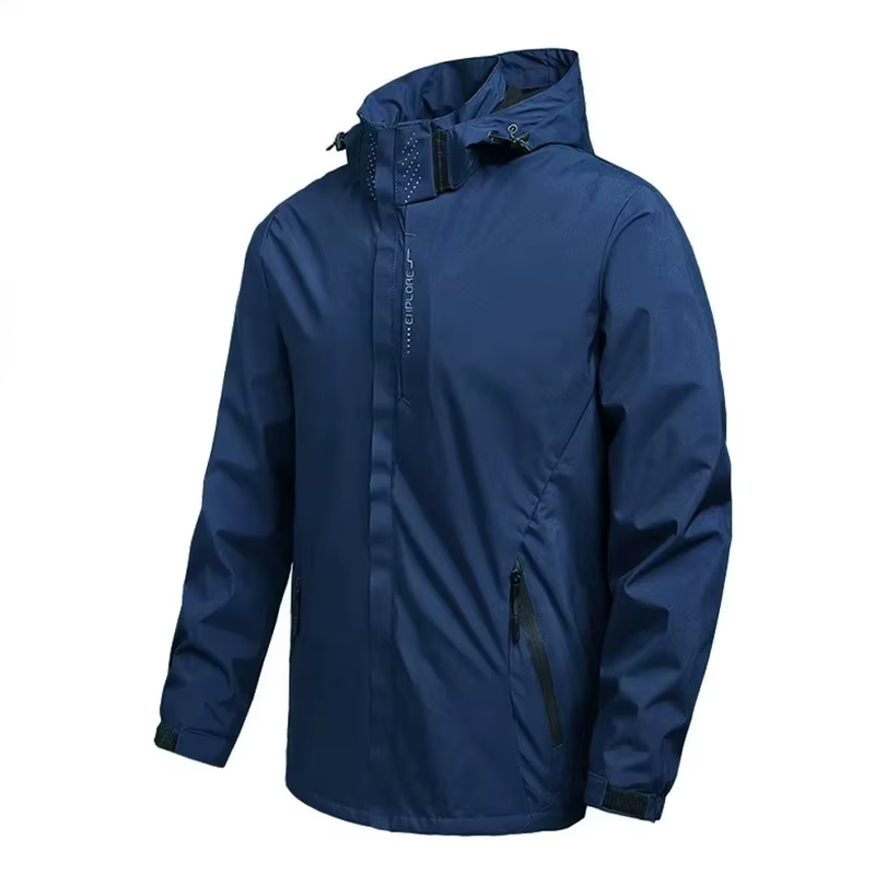 Thumbnail: Men's Lightweight Waterproof Hooded Jacket Windproof Outdoor Hiking Raincoat