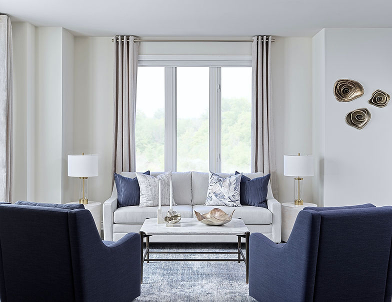 Formal Sitting Room with Navy Accent Chairs