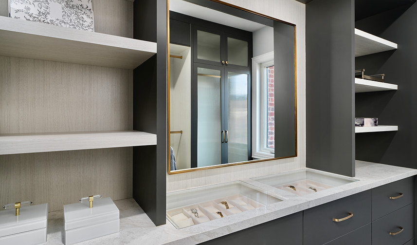 Dressing Room with Brass, Grey and Oak Finishes