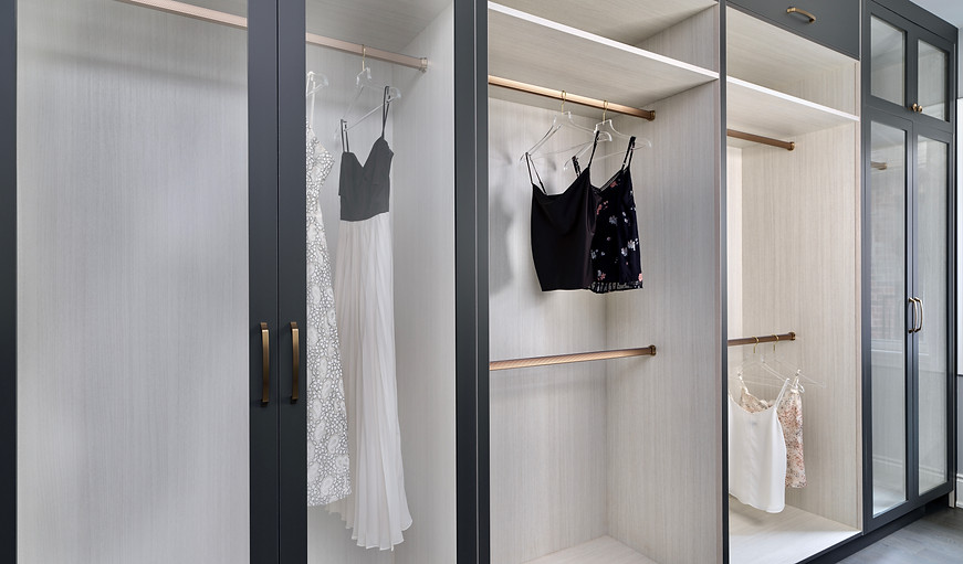 Dressing Room with Brass, Grey and Oak Finishes
