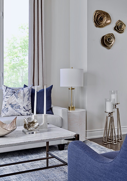 Formal Sitting Room with Navy Accent Chairs