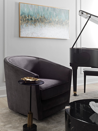 Living Room Accent Chair with Curve of Piano
