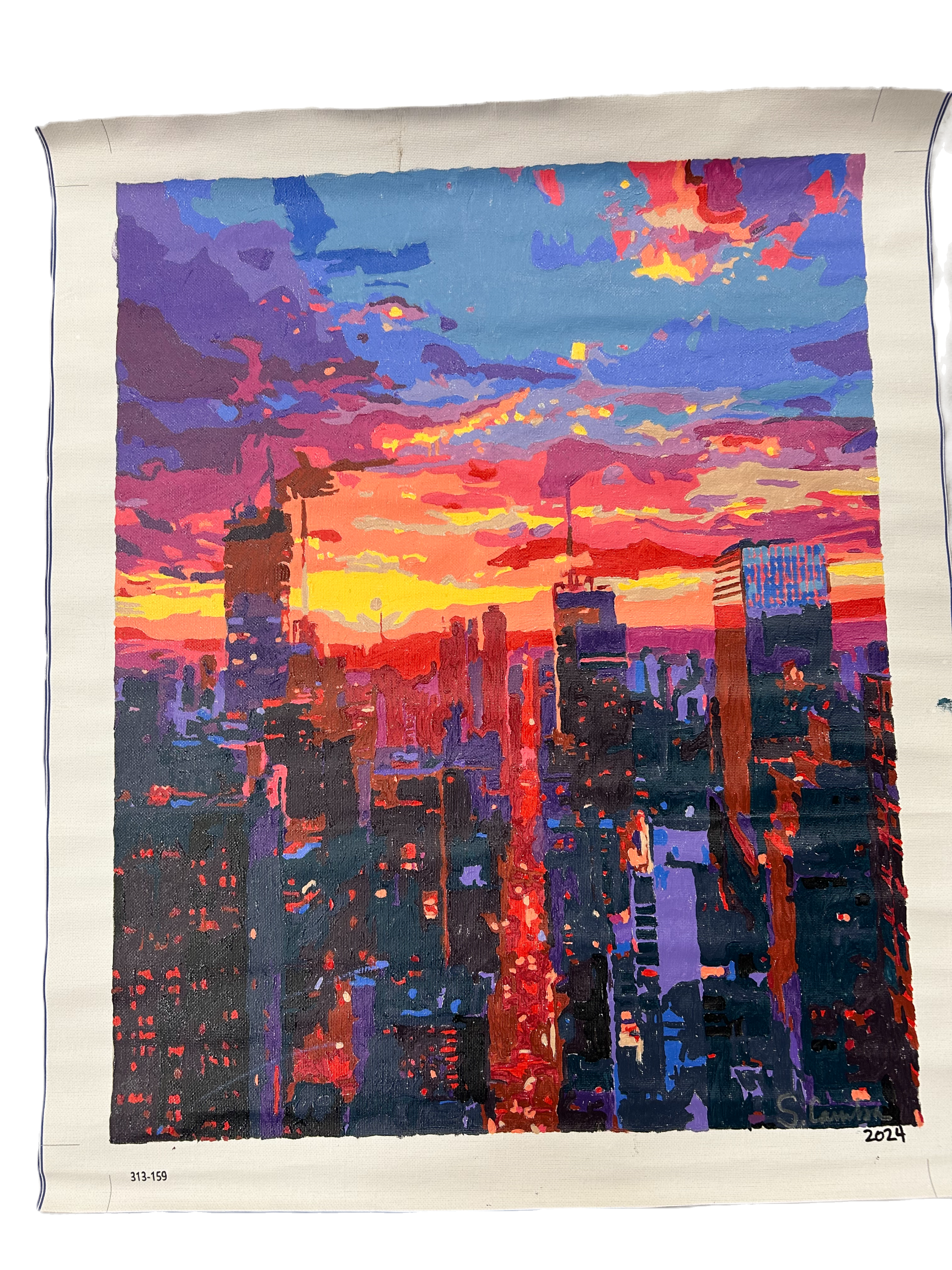 Red City At Night  16x20