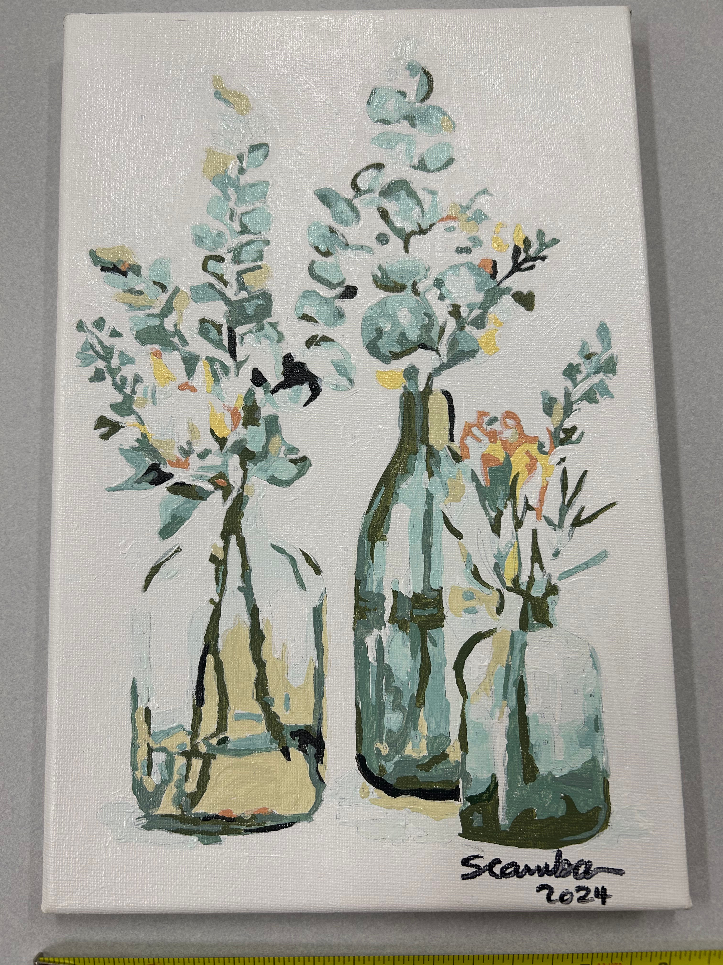 Three Flower Jars  12x8