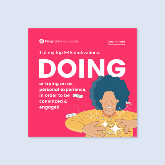 First page of post, with character and text, big copy reading "Doing".