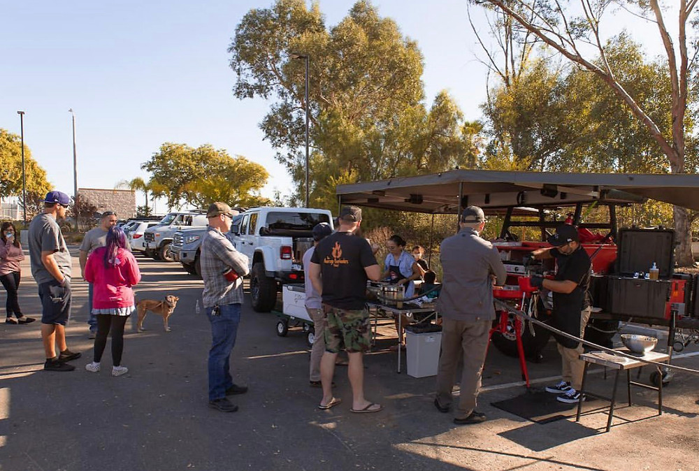 Group in line for tacos