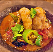 Red curry with prawns, tamarind and roasted spices. Ban Kai Jaa in Antibes.