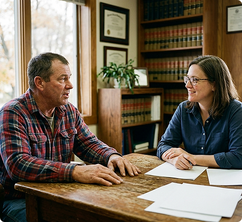 Ohio worker meeting a Knisley Law attorney after a slip and fall at work