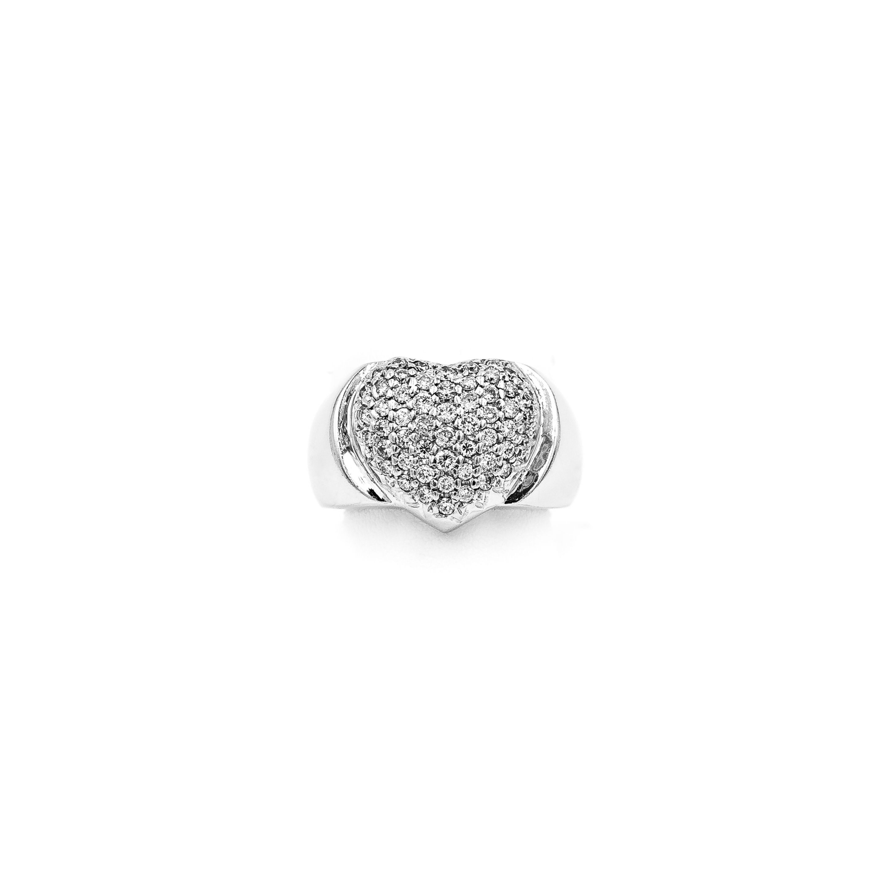 White Gold Pave Set Heart Ring