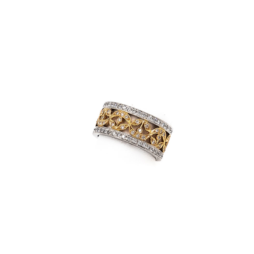 Thumbnail: Rose/White Gold Eternity Open Work Two Tone Diamond Ring
