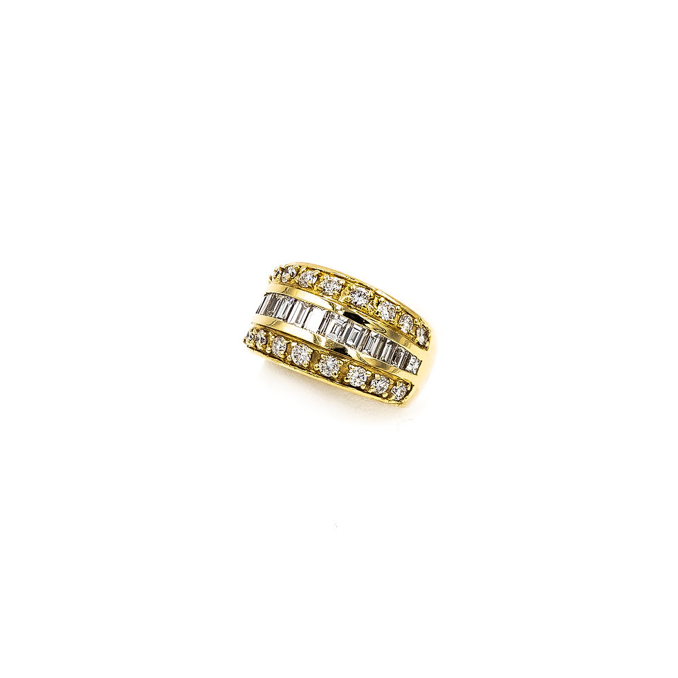 Thumbnail: Yellow Gold Cigar Band Channel Center Ring