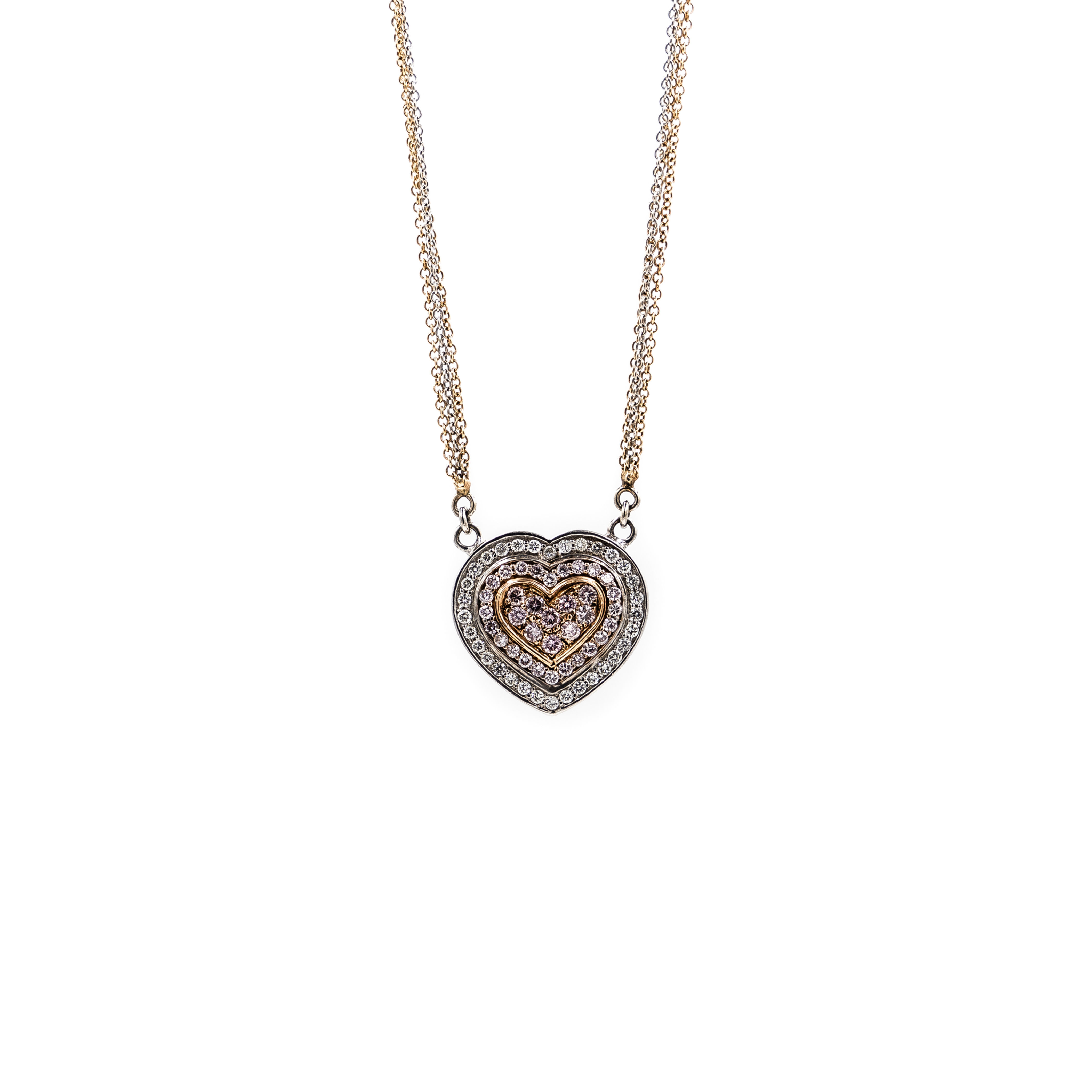 Classic Yellow/White Gold Diamond Heart Necklace