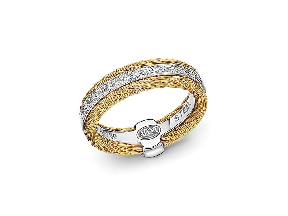 Alor Diamond Yellow Cable Banded Ring Ref. 2-37-S311-11