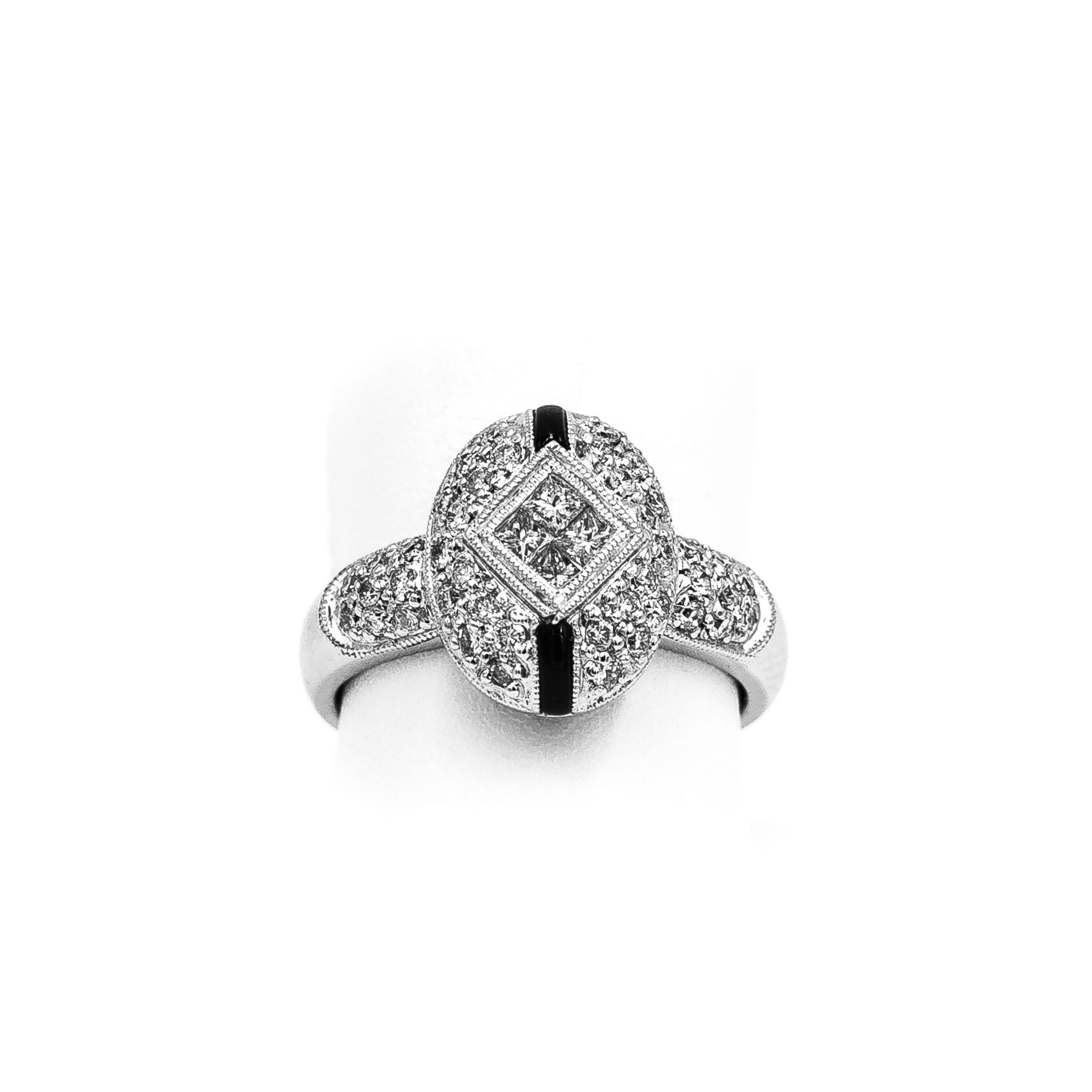White Gold Antique Princess Center Diamond Ring