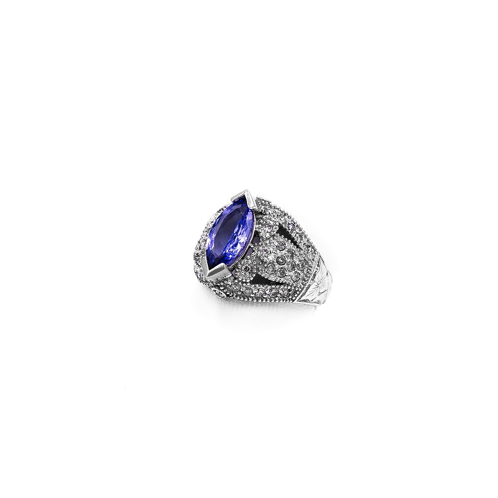 Thumbnail: White Gold Tanzanite Filigree Setting Ring