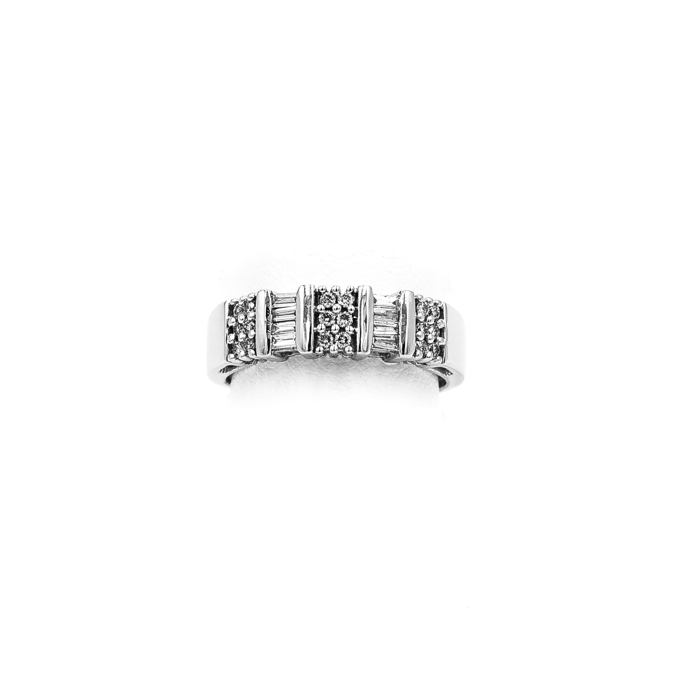 White Gold Banquet/Round Diamond Channel Set Prong Ring