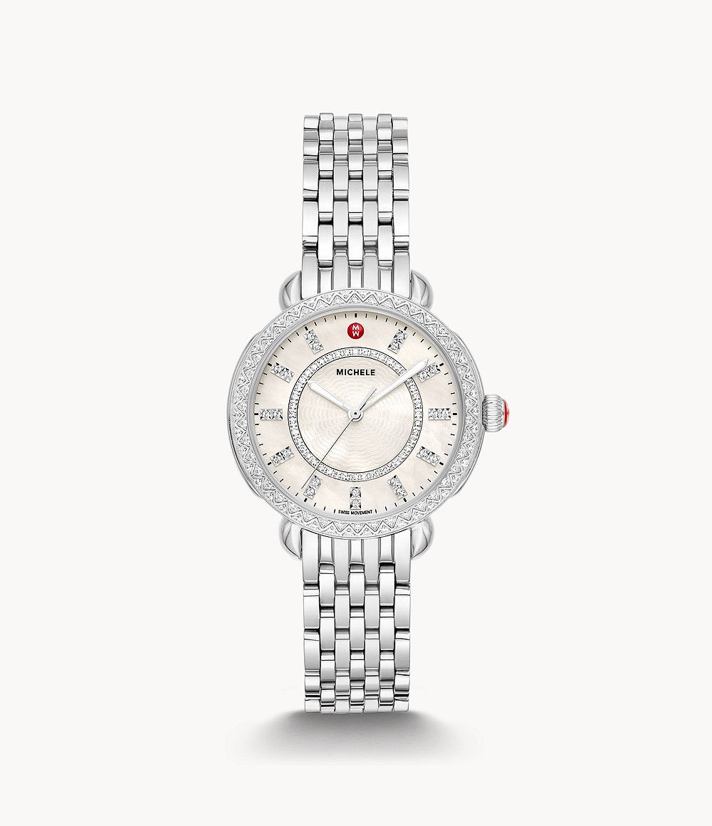 Michele Sidney Classic Stainless Steel Diamond Watch - MWW30B000001