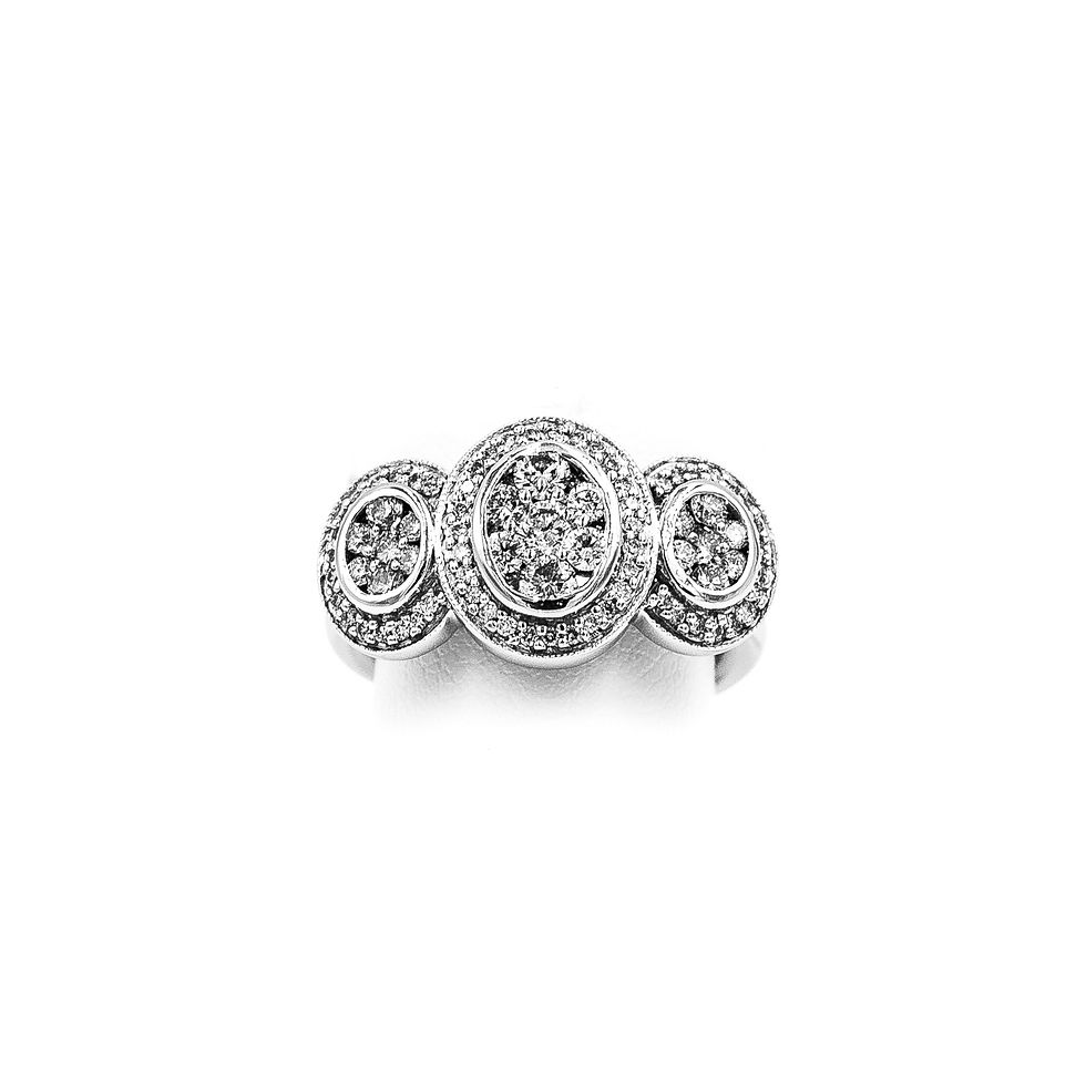 White Gold Oval Cluster With Halos Diamond Ring