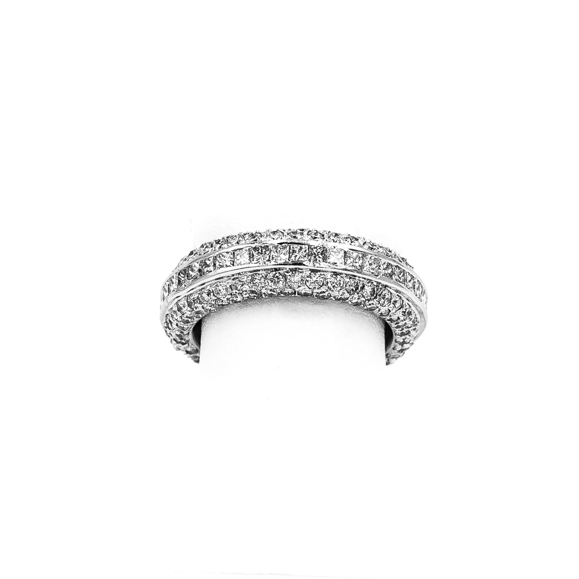 White Gold Eternity Pave And Channel Set Princess Center Ring