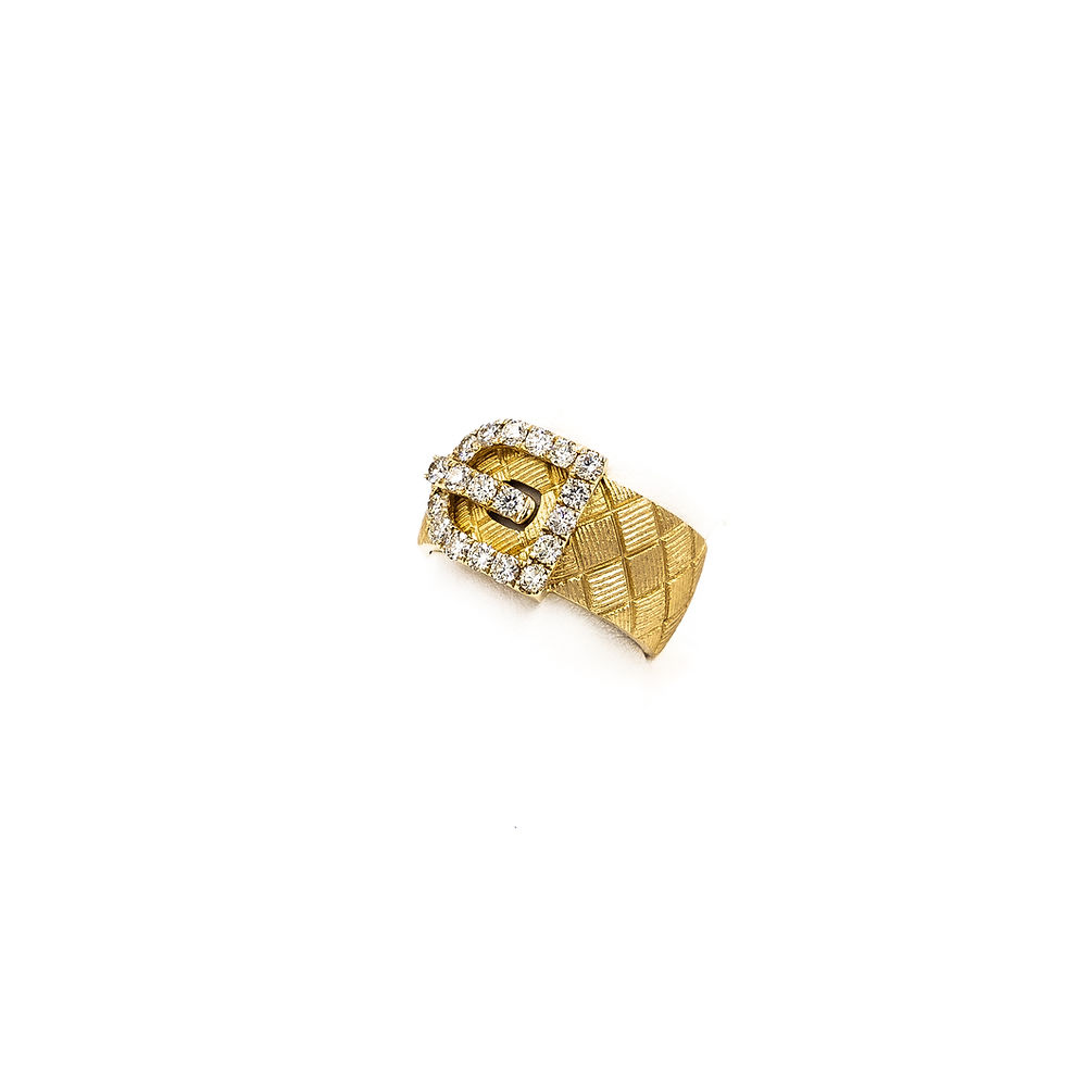 Thumbnail: Yellow Gold Mesh Shank Pave Buckle Ring