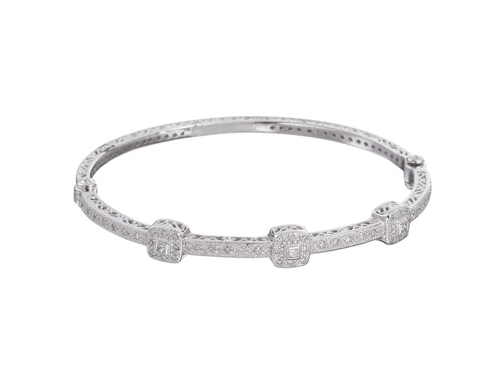 Charriol Diamond Square Station Bangle Bracelet Ref. 04-08-0934-11