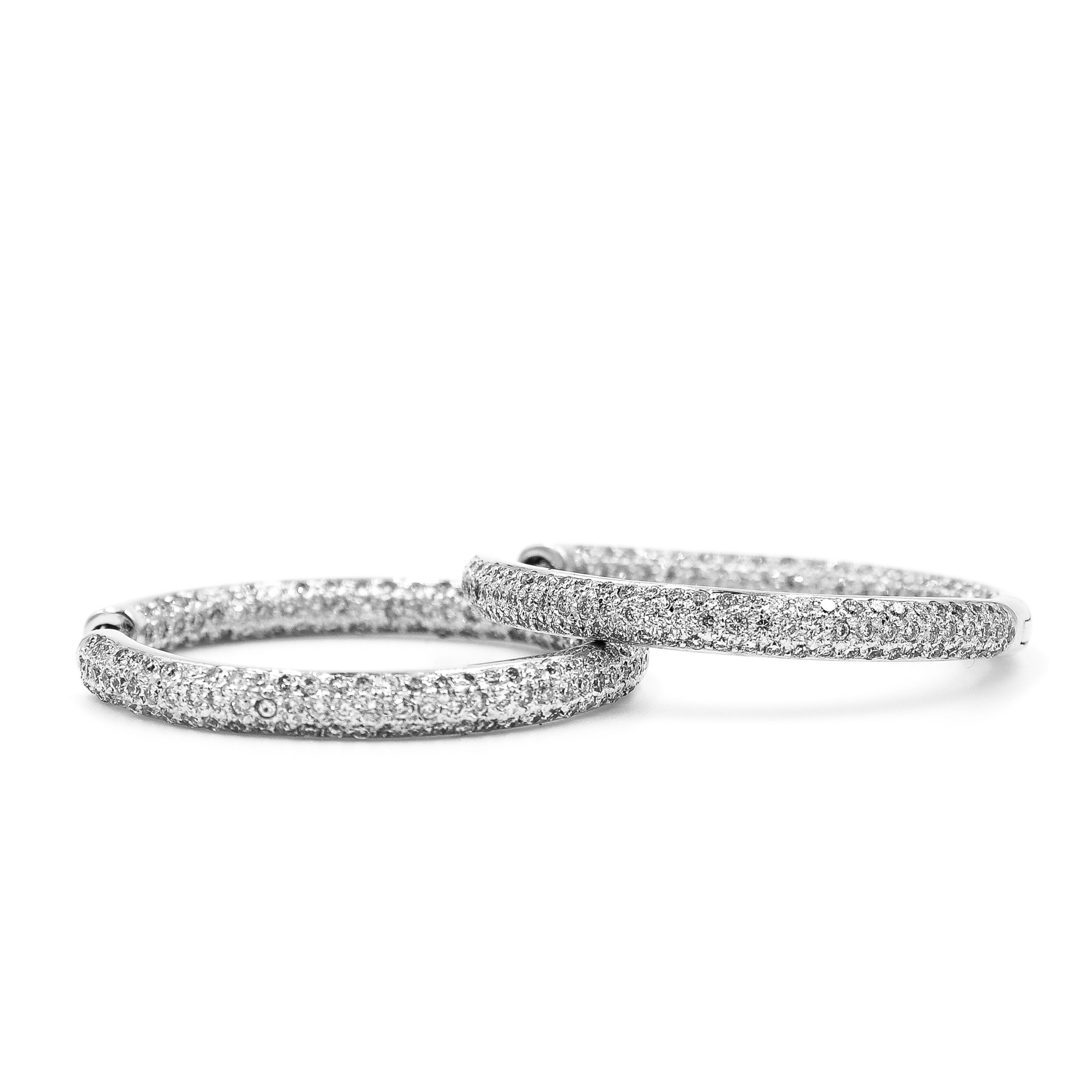 Classic Diamond Inside Outside Medium Pave Hoops