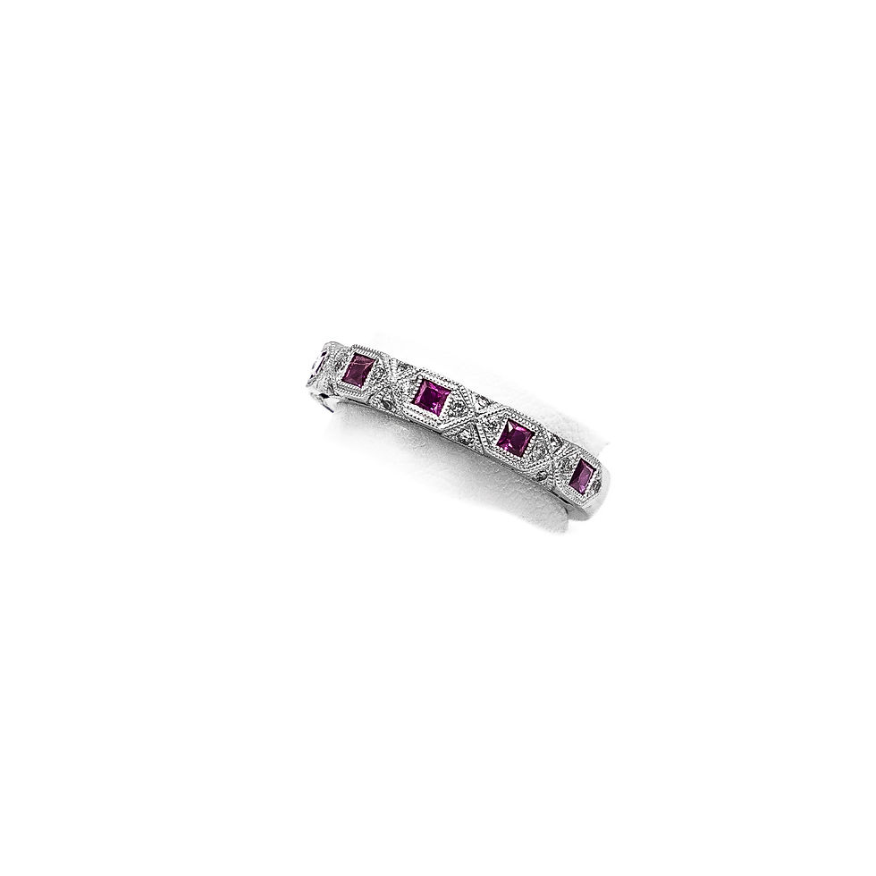 Thumbnail: White Gold Ruby Princess Antique Ring
