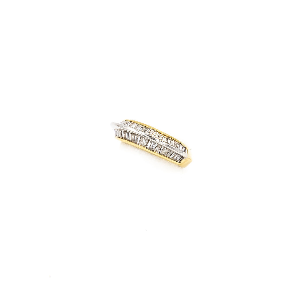Thumbnail: Yellow Gold Banquettes Stones Set On The Sides Ring