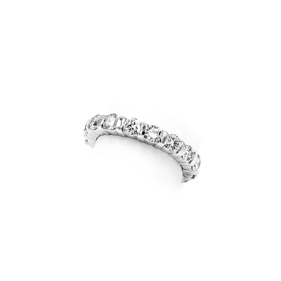 Thumbnail: White Gold Round Diamond Sieter Bars Wedding Band