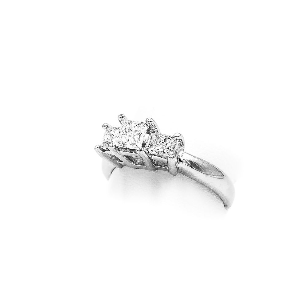 Thumbnail: White Gold 3 Princess Stone Diamond Engagement Ring
