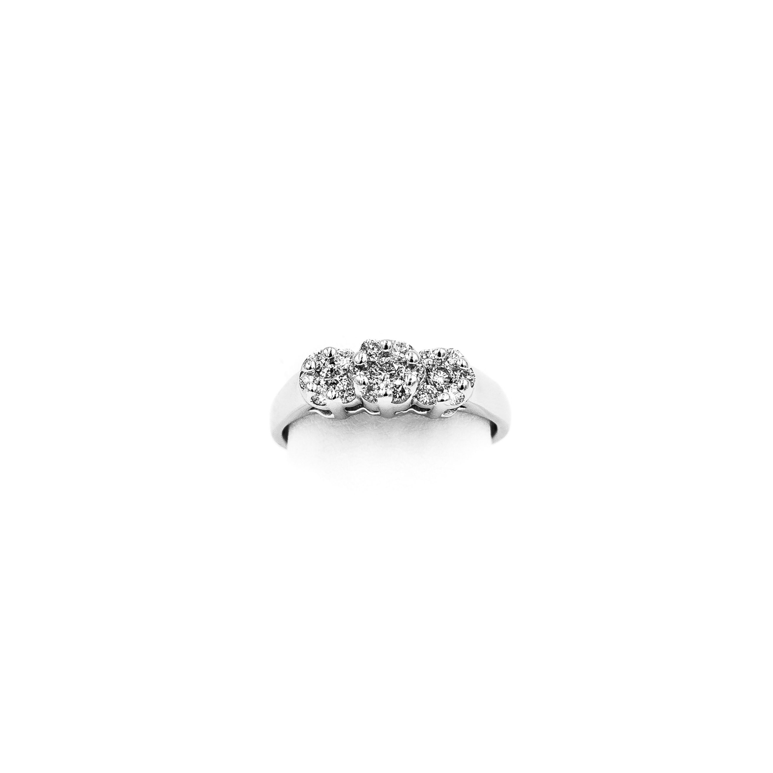 Platinum Three Cluster Diamond Ring