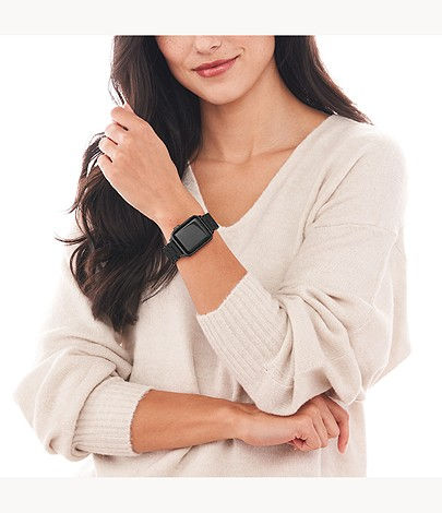 Thumbnail: Michele Black Silicone-Wrapped Bracelet Band for Apple Watch - MS20GN479001