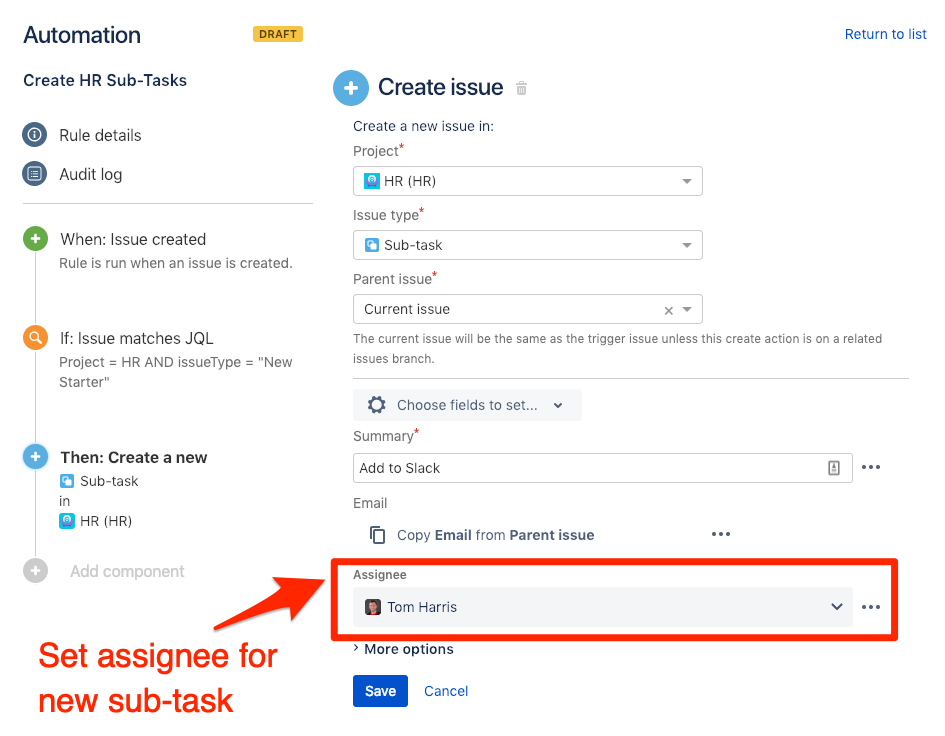 Set default assignee for new sub-tasks in Jira