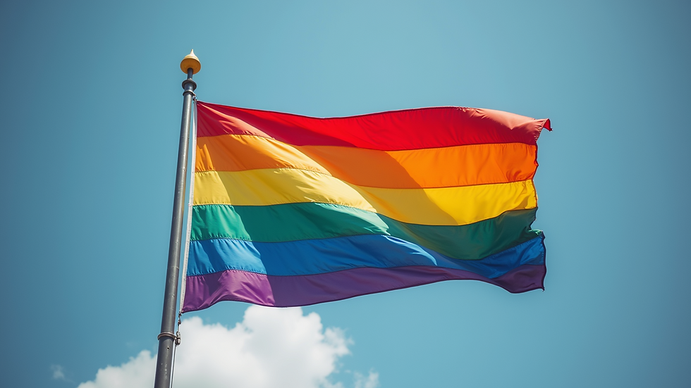 High angle view of a colorful rainbow flag