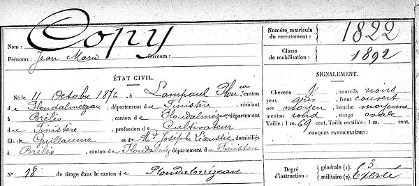 Copy Jean Marie Lampaul ploudalmezeau patrick milan anne apprioual guerre 1914 1917 14 18 patrimoine histoire plouguin finistere saint pabu