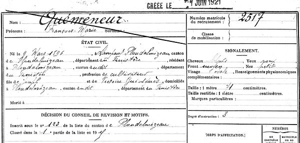 François Quéméneur hervé jean Joseph Marie Lampaul ploudalmezeau patrick milan guerre 1914 1918 14 18 patrimoine histoire plouguin finistere saint pabu treouergat bretagne poilu marin