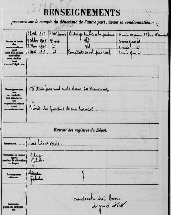 Mahé Lucien Charles brest danvic bagne guyane bagnard finistere