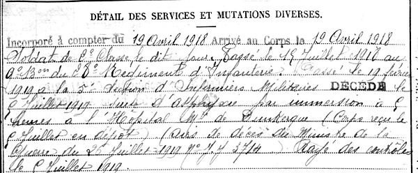 gueguen jean louis ergue armel dunkerque guellec pierre marie condamé mort maroc landrevarzec chhateau ferrieres conseil guerre 14-18 Finistère Non Mort France Réformé maladie tuberculose suicide fusillé accident