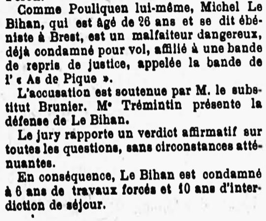 Le Bihan Michel douarnenez brest colin bagne bagnard guyane finistere