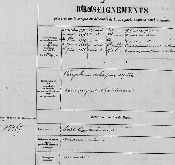 Jaouen François Louis briec arhyen saint laurent maroni bagne guyane bagnard