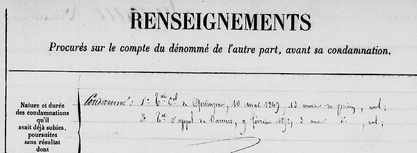 Jugeau Vincent plogonnec qimper bagne guyane bagnard finistere