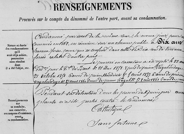 Talec Jean Marie plouguerneau bagne guyane bagnard